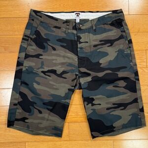 Tellason Mens Camo Shorts Size 34 Made in USA Cotton Cut Off Woodland Camouflage